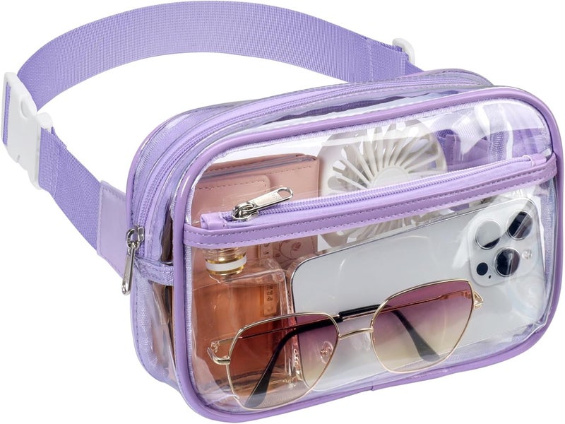 Packism Clear Fanny Pack Stadium Approved - Plus Size Clear Belt Bag for Women Men Plus Size Transparent Waist Bag with Adjustable Strap for Concerts, Sporting Events - Lilac Purple - Image 1